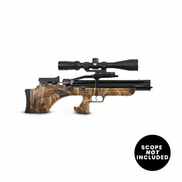 PCP Air Rifle Camo with a label mentioned as scope not included